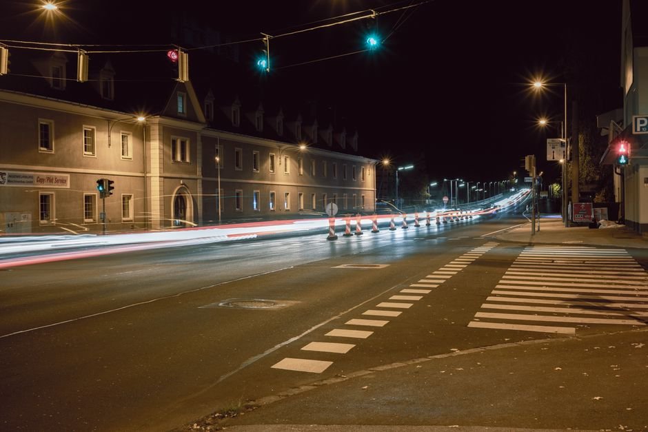 dark empty road crossing