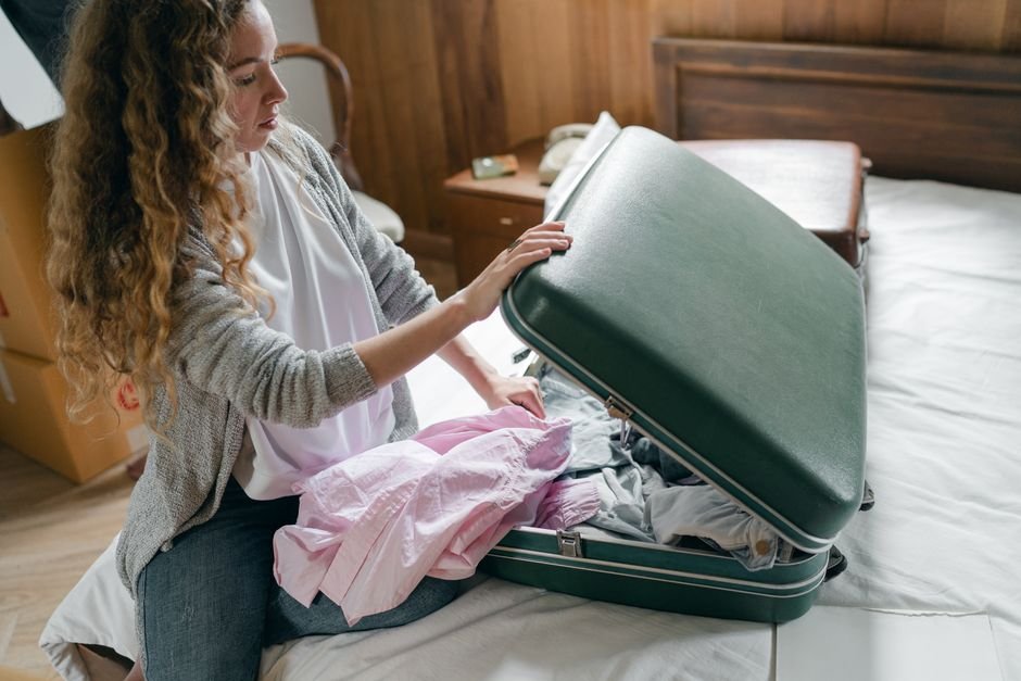 suitcase bedroom morning