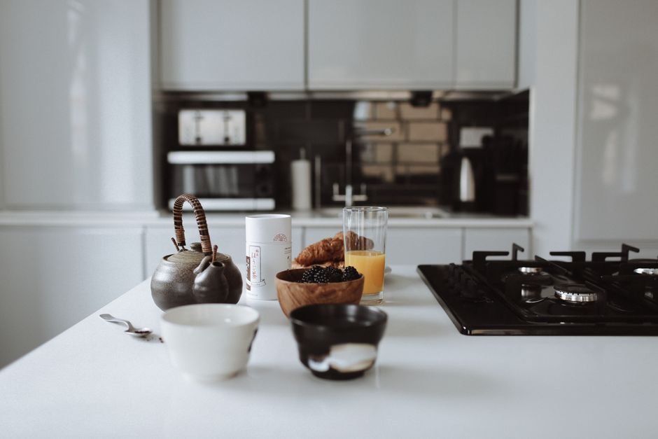 rushed morning kitchen counter